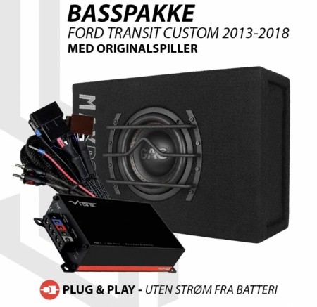 Basspakke plug & play Ford Transit Custom 2013-2018 (orginal spiller)