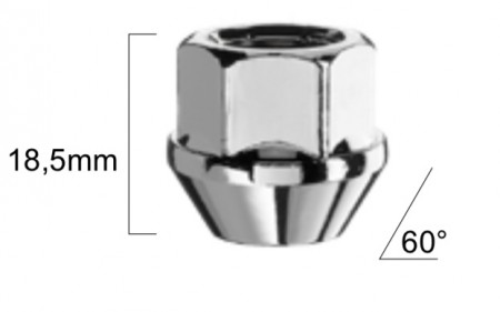 M12x1.5x18 60gr, hjulmutter blank åpen