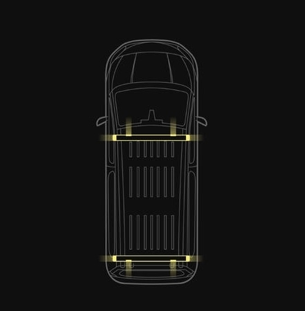 C-rack takstativ med varsellys fram og bak med endemoduler samt 2 varsellys fram og bak. VW ID Buzz 2023+